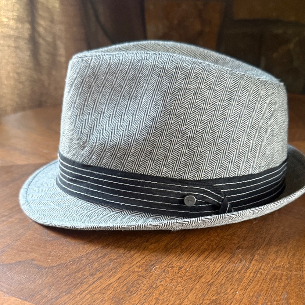 Stetson Stylish Gray Herringbone Fedora Hat